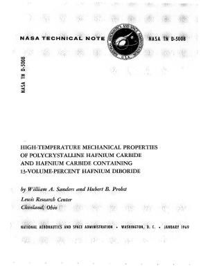 High-Temperature Mechanical Properties of Polycrystalline Hafnium Carbide and Hafnium Carbide Containing 13-Volume-Percent Hafnium Diboride Nasa Tn D-5008