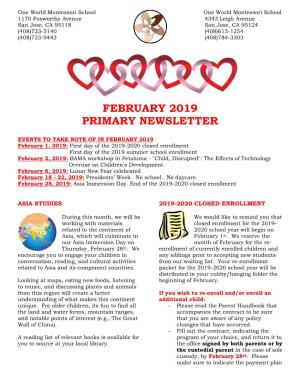 February 2019 Primary Newsletter