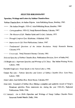 187 SELECTED BIBLIOGRAPHY Speeches, Writings and Letters By