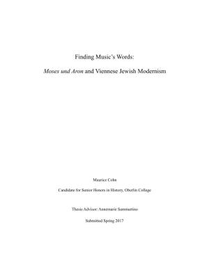 Moses Und Aron and Viennese Jewish Modernism