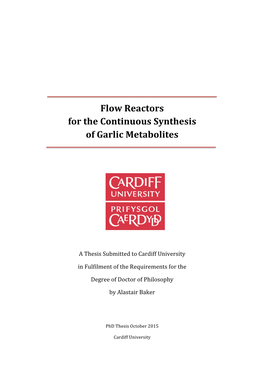 Flow Reactors for the Continuous Synthesis of Garlic Metabolites