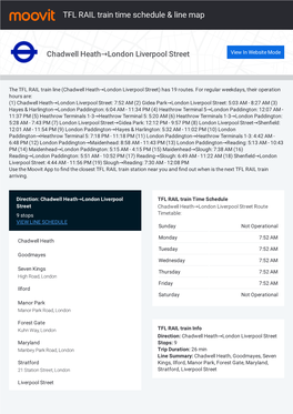 View PDF: TFL RAIL Timetable, Stops And