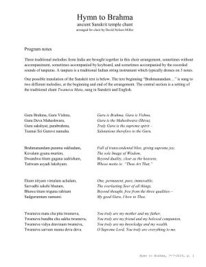 Hymn to Brahma Score, 7-7-2014