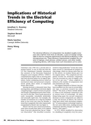 Implications of Historical Trends in the Electrical Efficiency of Computing