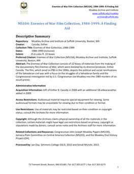 MS104: Enemies of War Film Collection, 1984-1999: a Finding Aid