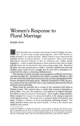 Women's Response to Plural Marriage