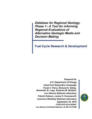 Database for Regional Geology, Phase 1– a Tool for Informing Regional Evaluations of Alternative Geologic Media and Decision Making