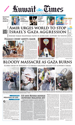 Amir Urges World to Stop Israel's Gaza Aggression