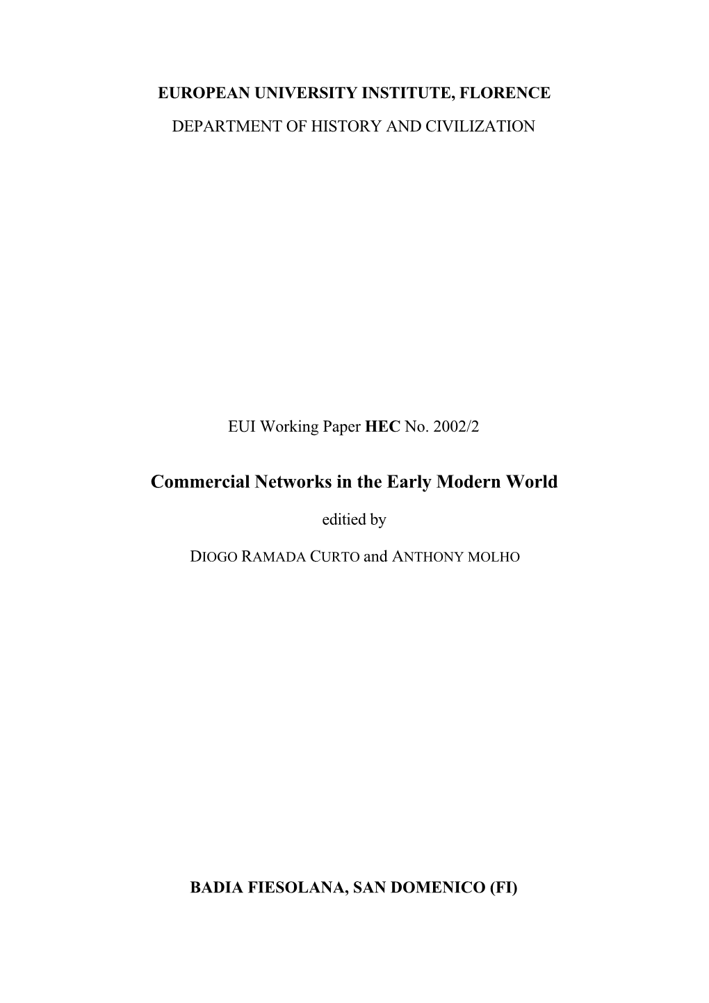 Commercial Networks in the Early Modern World