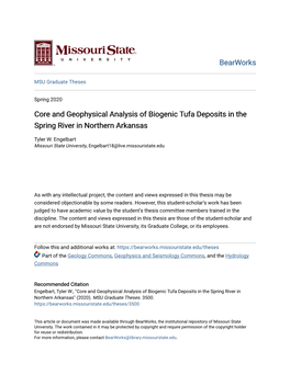 Core and Geophysical Analysis of Biogenic Tufa Deposits in the Spring River in Northern Arkansas