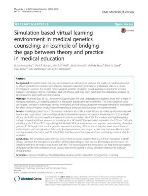Simulation Based Virtual Learning Environment in Medical Genetics