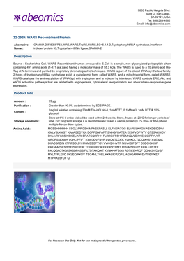 WARS Recombinant Protein Description Product Info