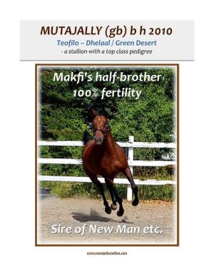MUTAJALLY (Gb) B H 2010 Teofilo – Dhelaal / Green Desert - a Stallion with a Top Class Pedigree