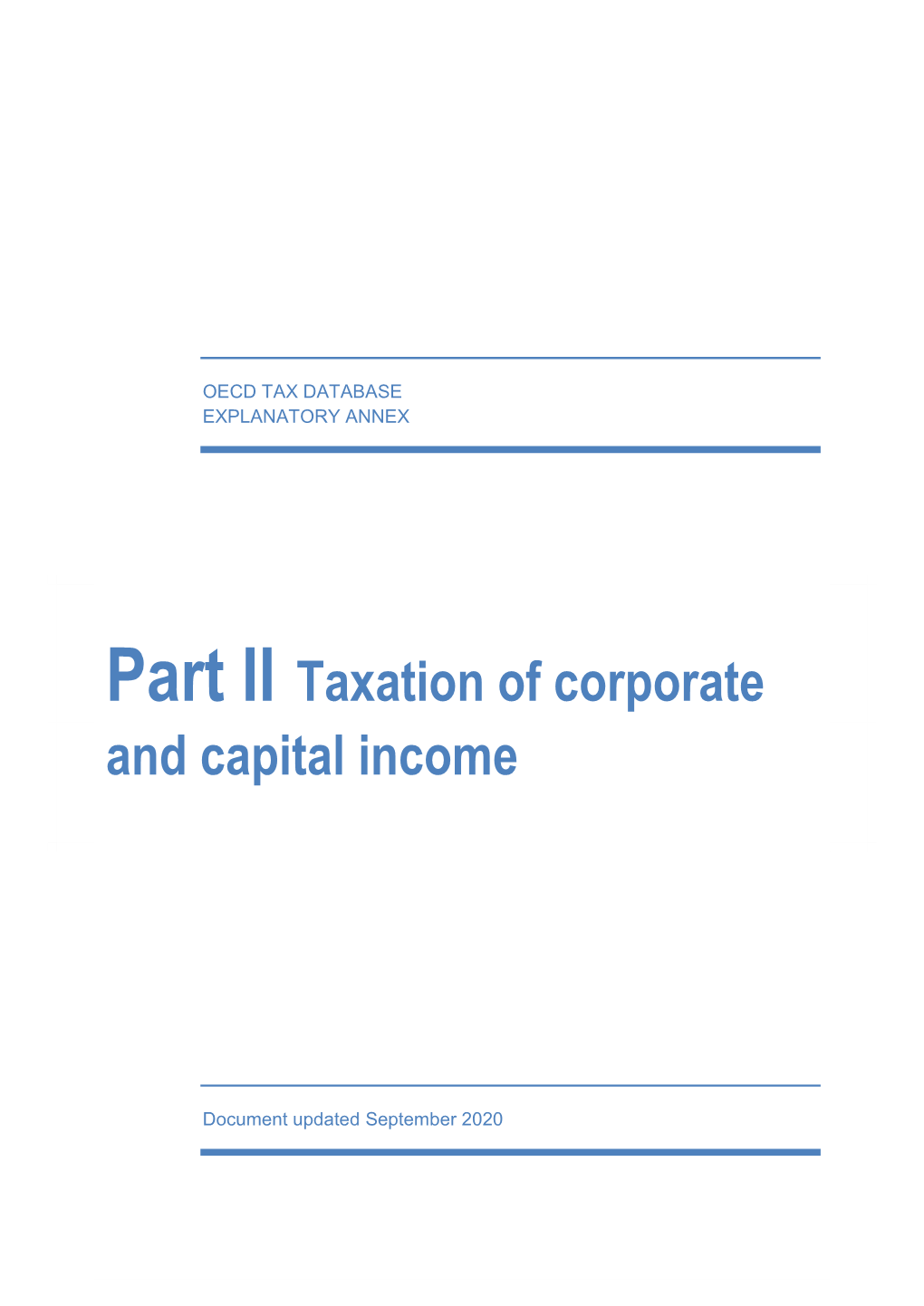 Taxation of Corporate and Capital Income