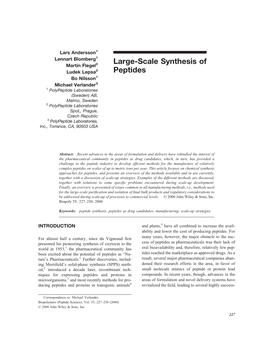 Largescale Synthesis of Peptides