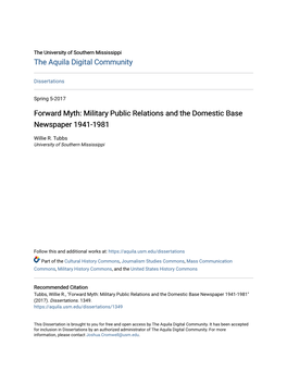 Military Public Relations and the Domestic Base Newspaper 1941-1981