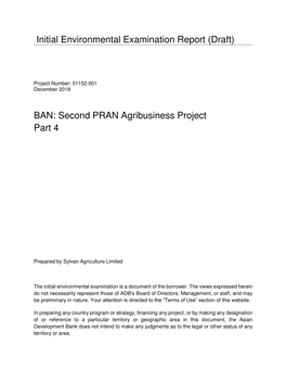 51152-001: Second PRAN Agribusiness Project