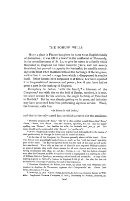 THE BOHUN1 WILLS MANY a Place in France Has Given Its Name to an English Family of Distinction ; It Was Left to a Town 2 In