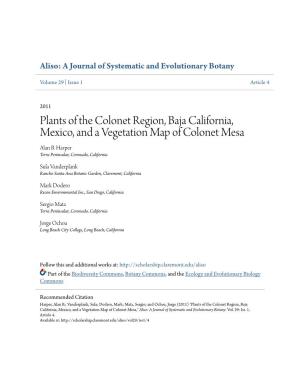 Baja California, Mexico, and a Vegetation Map of Colonet Mesa Alan B