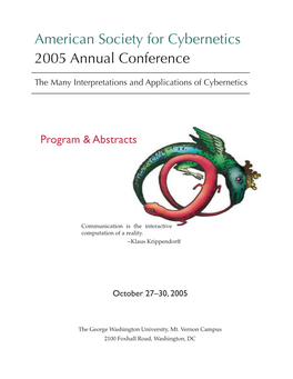 American Society for Cybernetics 2005 Annual Conference