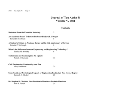 Journal of Tau Alpha Pi Volume V, 1981