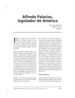 Alfredo Palacios, Legislador De América 2VFDU+3UDORQJ Médico Y Escritor Argentina