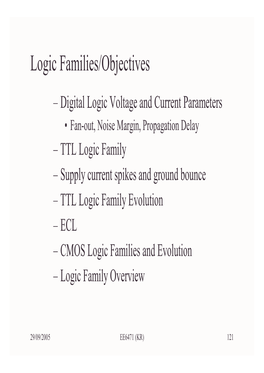 Logic Families/Objectives