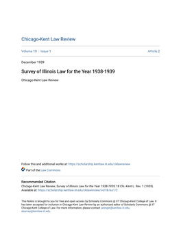 Survey of Illinois Law for the Year 1938-1939