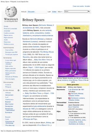 Britney Spears - Wikipedia, La Enciclopedia Libre