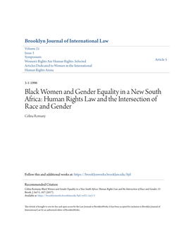 Black Women and Gender Equality in a New South Africa: Human Rights Law and the Intersection of Race and Gender Celina Romany