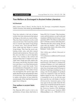 Tree Welfare As Envisaged in Ancient Indian Literature