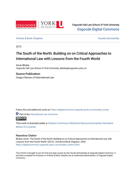 Building on on Critical Approaches to International Law with Lessons from the Fourth World