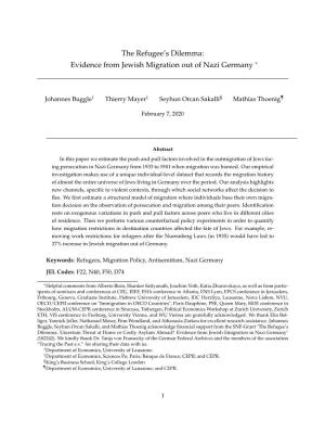 The Refugee's Dilemma: Evidence from Jewish Migration out Of