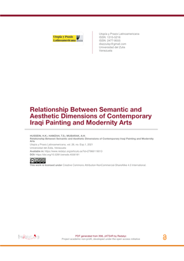 Relationship Between Semantic and Aesthetic Dimensions of Contemporary Iraqi Painting and Modernity Arts