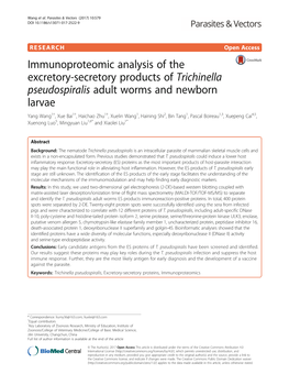 Immunoproteomic Analysis of the Excretory-Secretory Products Of