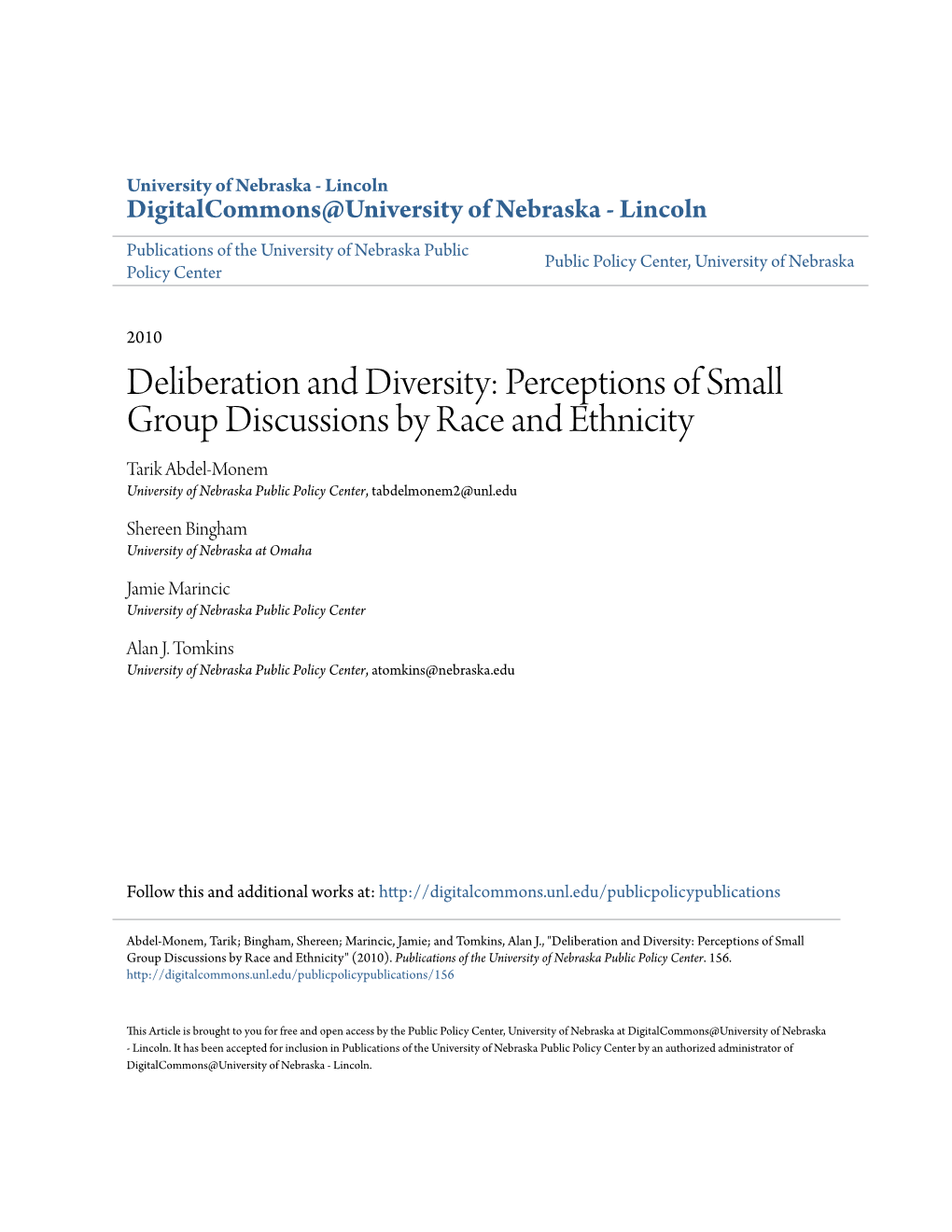 Deliberation and Diversity