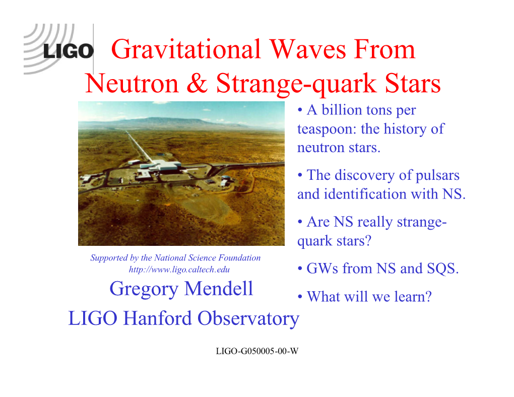 Gravitational Waves from Neutron & Strange-Quark Stars