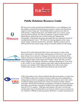 Public Relations Resource Guide