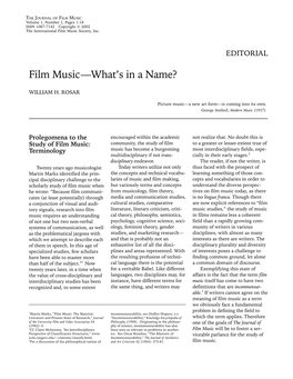 Film Music—What's in a Name?