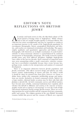 EDITOR's NOTE Reflections on British Jewry