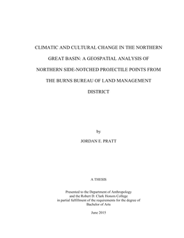Climatic and Cultural Change in the Northern Great