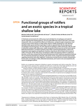 Functional Groups of Rotifers and an Exotic Species in a Tropical Shallow Lake