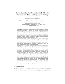 Better Security for Deterministic Public-Key Encryption: the Auxiliary-Input Setting