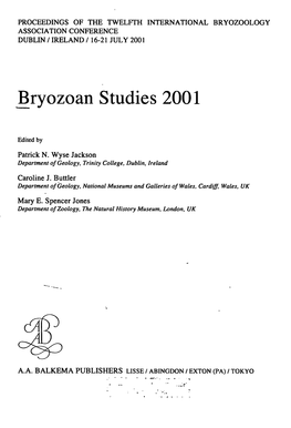 Bryozoan Studies 2001