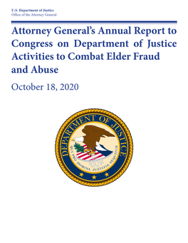 Attorney General's Annual Report to Congress on Department