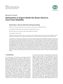 Optimization of Airport Shuttle Bus Routes Based on Travel Time Reliability