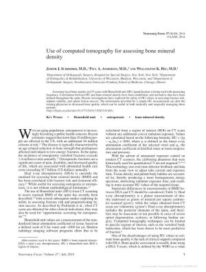 Use of Computed Tomography for Assessing Bone Mineral Density