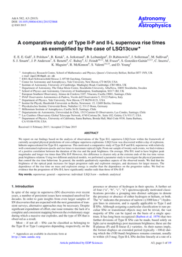A Comparative Study of Type II-P and II-L Supernova Rise Times As Exemplified by the Case of Lsq13cuw⋆