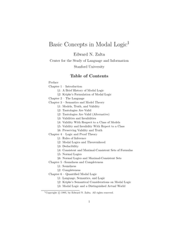 Basic Concepts in Modal Logic1