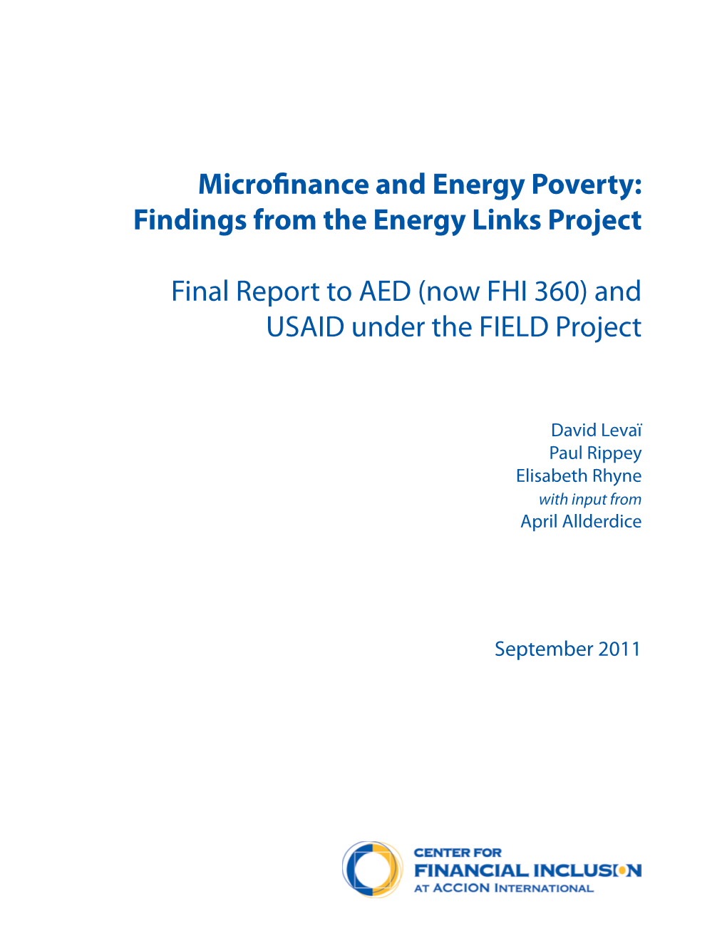 Findings from the Energy Links Project Final Report to AED (Now FHI 360)